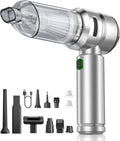 Car Vacuum,3 Suction Modes,Portable Mini Cordless Cleaner with 24000pa Suction Power,Type-C Charge,Handheld Vacuum for Home,Car, Office Desk, Keyboards(Silver White)