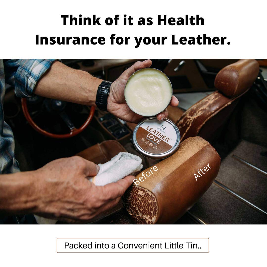 Lithium Leather Love Car Leather Cleaner and Conditioner - Deep Hydrating All Natural Premium Care For Car Interior that Restores, Rehydrates and Protects (4oz)