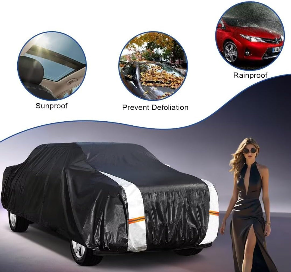 GMC Sierra Truck Cover Custom Fit 2002-2018 Regular Cab Long Bed(8.15') with Door Zipper, 10 Layers Outdoor Heavy Pickup Truck Cover Waterproof All Weather, Wind Dust Sun Protector.