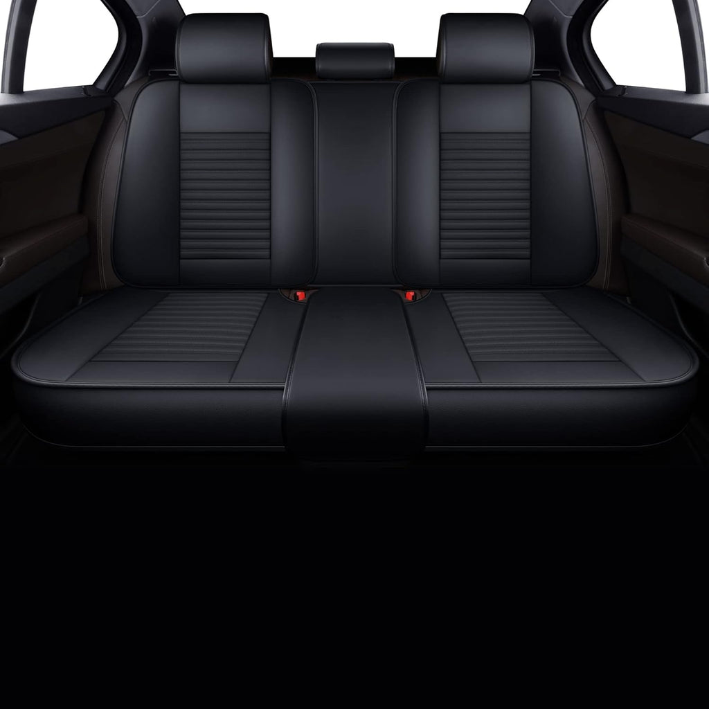 LINGVIDO Car Seat Covers, Breathable and Waterproof Faux Leather Automotive Seat Covers for Cars SUV Truck Sedan,Universal Anti-Slip Seat Cover with Backrest (Rear Seat, Black-Blueline)
