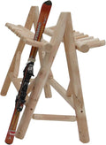 13-Place Freestanding Log Ski Rack Holder, Indoor & Outdoor Snowboard Racks, Standing Storage, Garage Racks for Snow Skis & Poles, Durable Snowboard Rack Garage Storage Organizer - Natural