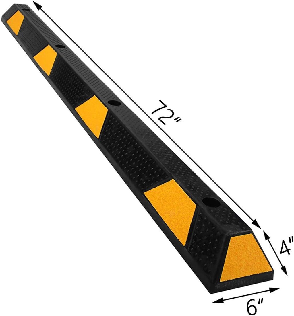 Heavy Duty Rubber Parking Curb Target High Reflective Yellow Safety Stripes