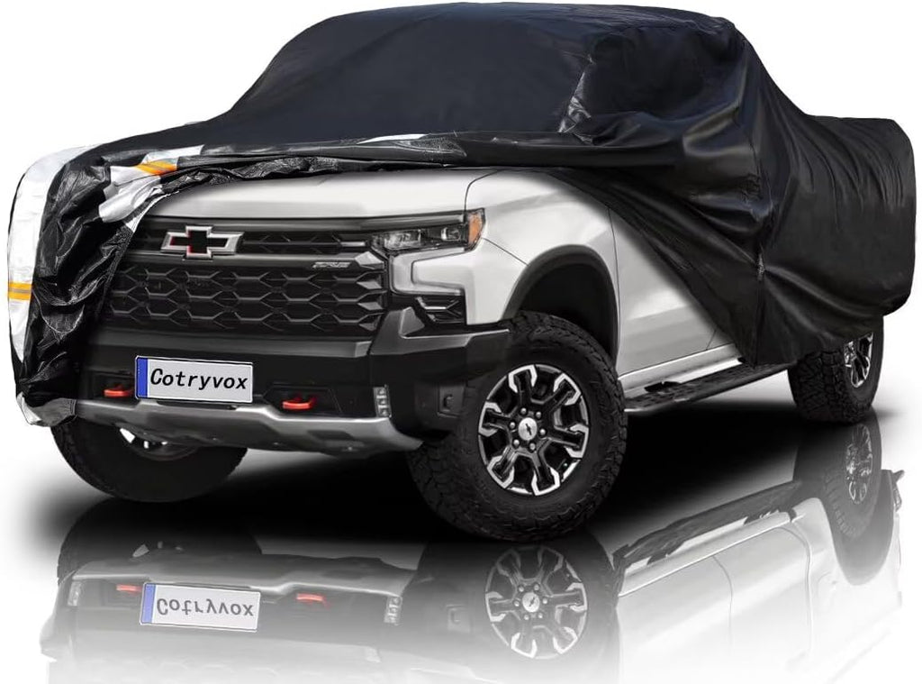 Chevrolet Silverado 1500 Truck Cover Custom Fit 1998-2025 Extended Cab SB (8.1') with Door Zipper, 12 Layers Full Exterior Pickup Truck Cover Waterproof All Weather, Wind Dust Sun and UV Protection.