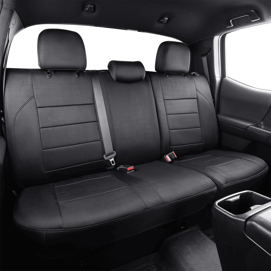 EKR Custom Fit Tacoma Rear Car Seat Covers for Select Toyota Tacoma (Petrol) 2024 2025 Double cab SR,SR5,TRD Sport,TRD Off-Road,Limited - Second Row Only,Neoprene (Black)