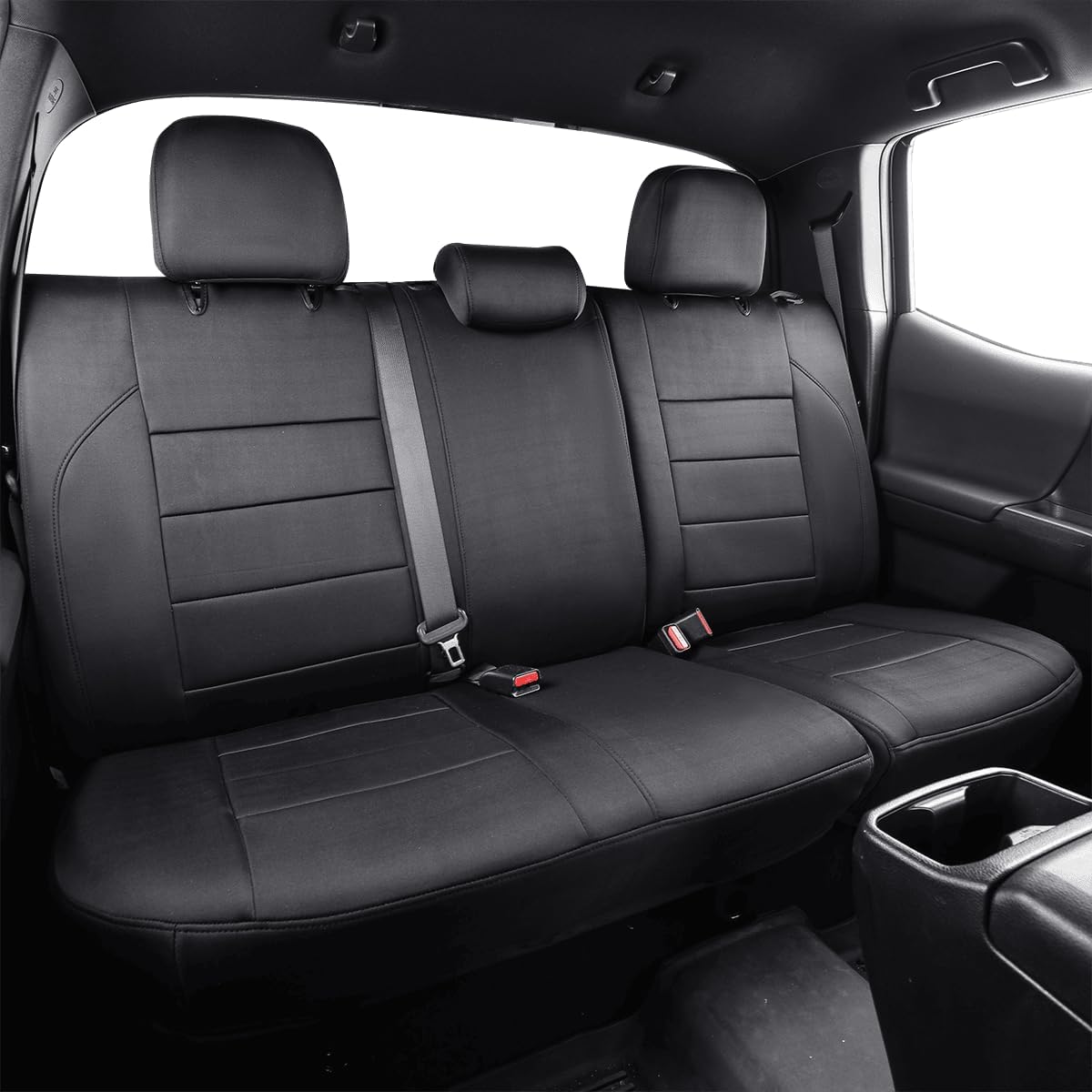 EKR Custom Fit Tacoma Car Seat Covers for Select Toyota Tacoma 2024 2025 Xtra Cab SR - Full Set, Neoprene (Black)