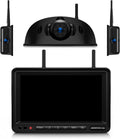 3-Camera Wireless RV Backup Camera System with 7-Inch Monitor, 1 Rear Sharkfin, 2 Side Cameras, DVR Monitor & IR Night Vision, IP69K Waterproof, Compatible with Furrion Pre-Wired RV Trailer