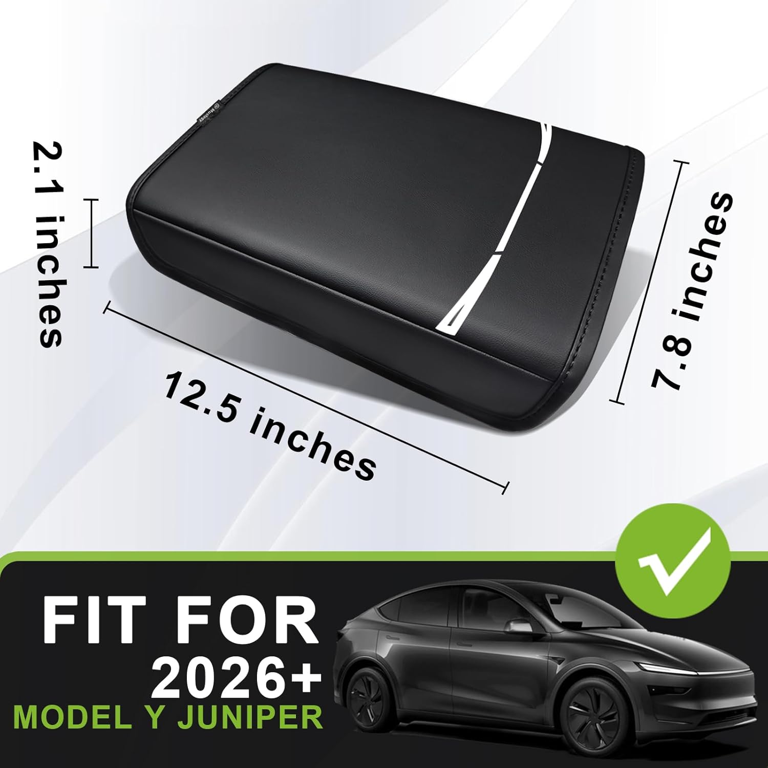 Muslogy Center Console Armrest Cover Compatible with Tesla Model Y Refresh 2026 Comfort Armrest Pad Arm Rest Cushion Vegan Leather Protector Regular Thick (25+ |Juniper| Black, Regular)