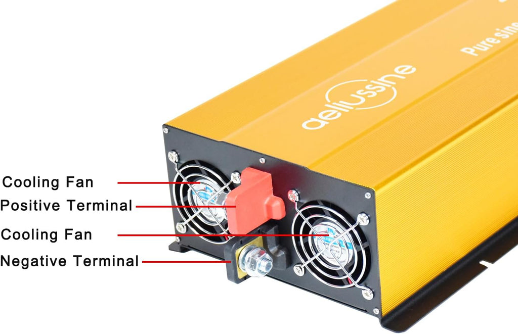 2000W Pure Sine Wave Inverter-36V DC to 110V 120V AC Power Converter with 2 AC Outlets, 36 Volt Power Inverter for Truck, Rv, Camping, Home, Emergency Power