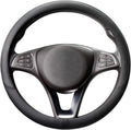 COFIT Breathable Car Steering Wheel Cover 15 inch Auto Universal Leather Wrap Non-Slip Steeringwheel Protector Automotive Interior Accessories, Black (Suit for 14.5-15 inch)