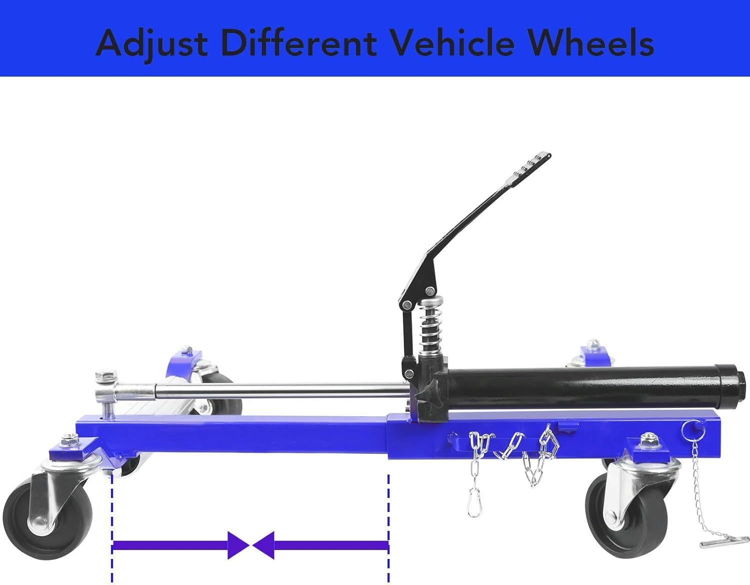 4 Pcs Car Wheel Dolly, 1500LBS Capacity Trailer Dolly with Hydraulic Tire Jack for Vehicle Positioning for Truck RV Trailer, Blue