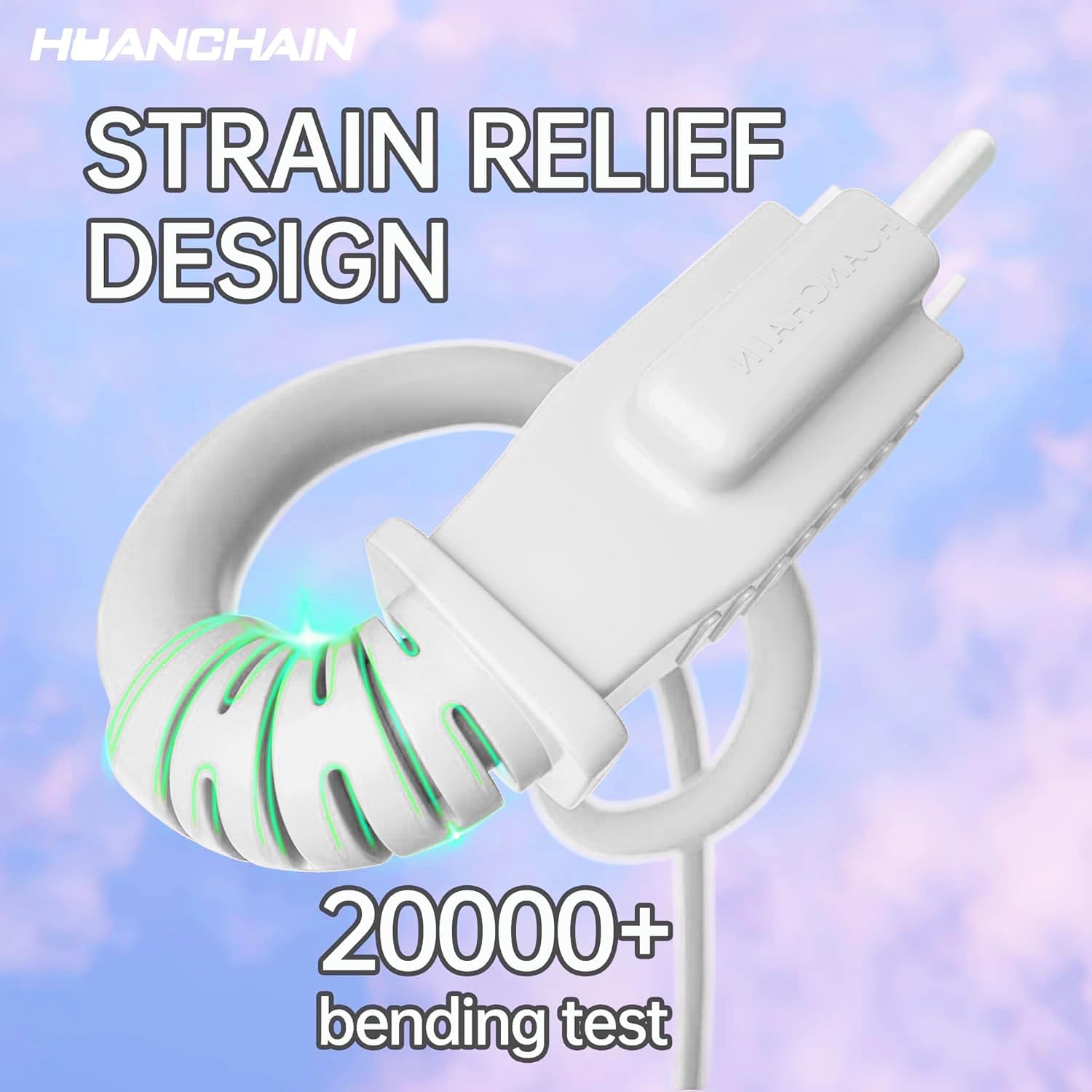 HUANCHAIN Indoor Outdoor White Extension Cord 8 ft Waterproof, 16/3 Gauge Flexible Cold-Resistant Appliance Extension Cord Outside, 13A 1625W 16AWG SJTW, 3 Prong Heavy Duty Electric Cable, ETL