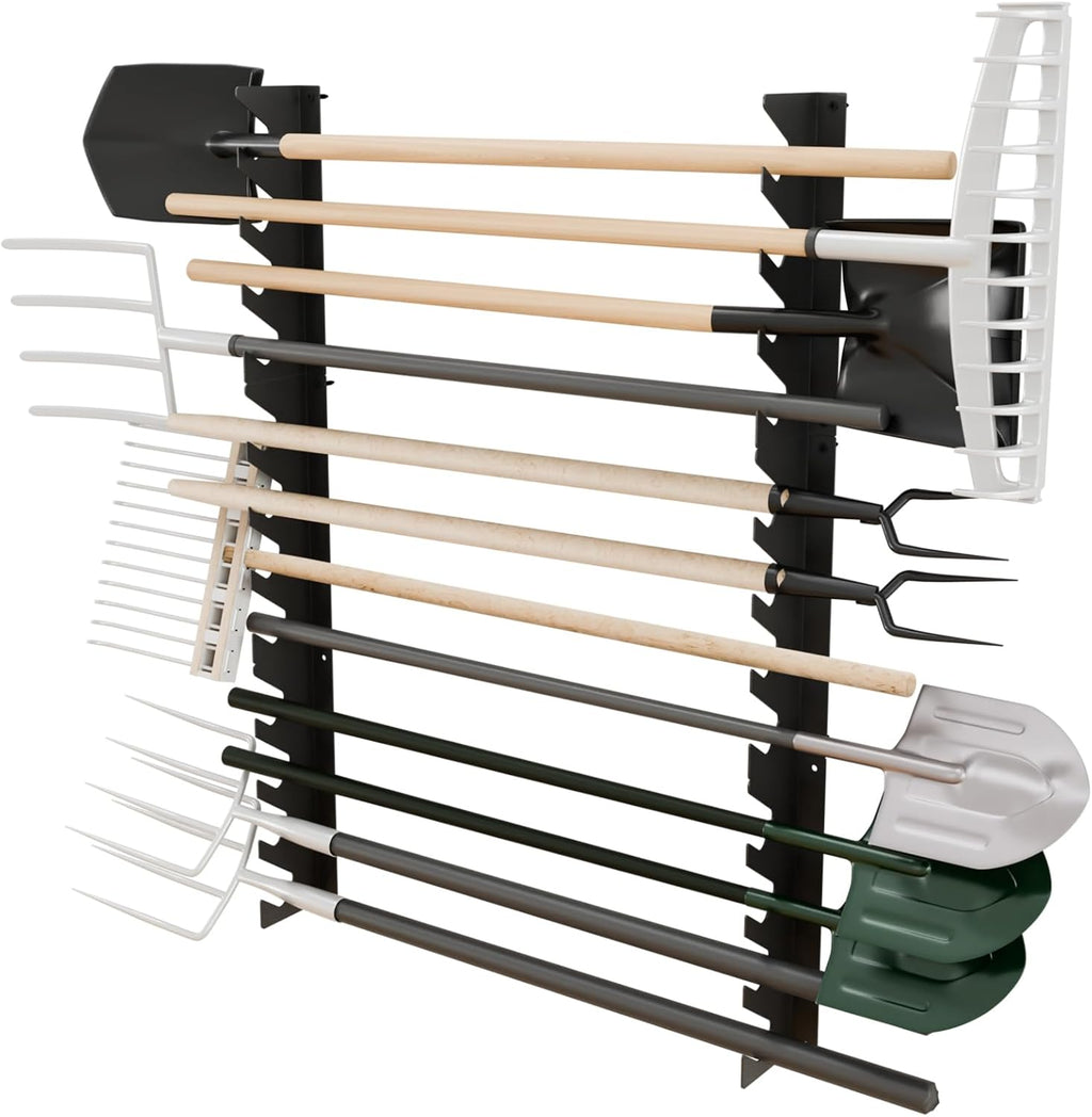 Garage Tool Organizer Wall Mount, Shed Yard Tool Organizer for Garage, Horizontal Organization Tool Racks for Walls, Shovels and Rakes, 3FT