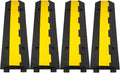 CXRCY Cable Ramp 4 Pack 2 Channel 11000lbs axle Capacity Floor Cable Cord Protector, Black & Yellow Speed Bumps Hose Protector Ramps for Wire/Hose/Pipe Hider Driveway &Outdoor 40x10x2 inch(L x W x H)