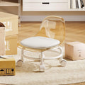 Low Rolling Stool with Wheels,Mini Rolling Garage Stool with Back Support,360° Rotating Floor-Friendly Wheels for Home, Office,Garage & Salon (Transparent Brown)