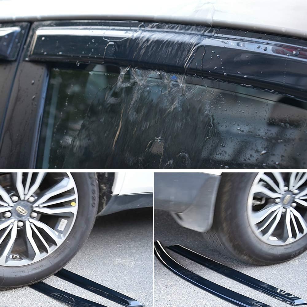 92341 Side Window Visors Wind Vent Deflector for 2010-2024 Chevrolet Camaro,2pcs Outside Mount Tape-On Dark Smoke Nice Sun Rain Guards Set