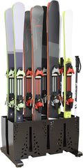 Heavy Duty Metal Ski Storage Rack, 8 Pair Freestanding Steel Ski Holder, Floor Stand Ski Organizer Rack