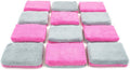 Autofiber Thin [Saver Applicator Terry] Ceramic Coating Applicator Sponge | 12 Pack | with Plastic Barrier to Reduce Product Waste. (Pink/Gray)