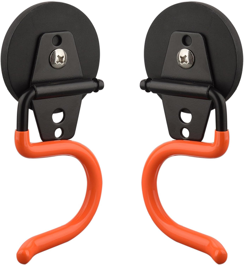 ULIBERMAGNET Magnetic Mop Broom Holder,Heavy Duty Movable Magnetic Tools Holder,Anti-Slip Strong Metal Hooks Mop Shovel Hanger for Garage, Kitchen, Laundry, Garden(2 Pack/Orange)