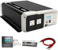 Energizer 3000W Pure Sine Wave Inverter 12V DC to 120V AC Converter for RV, Truck, Off-Grid Solar Power Inverter 12V to 110V W/QC 3.0A Each USB Port, AC Hardwire Port, Remote Cables Fuse Included