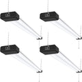hykolity 4 Pack 4FT Linkable LED Shop Light for Garage, 6500lm, 4FT 60W Utility Light Fixture, 5000K Daylight LED Workbench Bay Lighting with Plug, Hanging or Surface Mount,Black - ETL