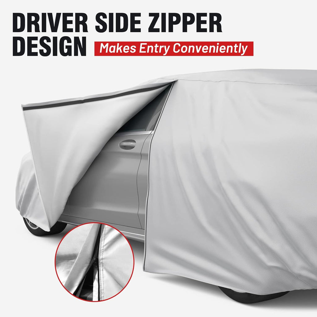 Favoto SUV Car Cover Waterproof - Custom Fit for Jeep Grand Cherokee (1992-2021) All Weather for Automobiles Outdoor with Reflective Stripe Snow Sun Dust UV Protection Full Exterior Cover