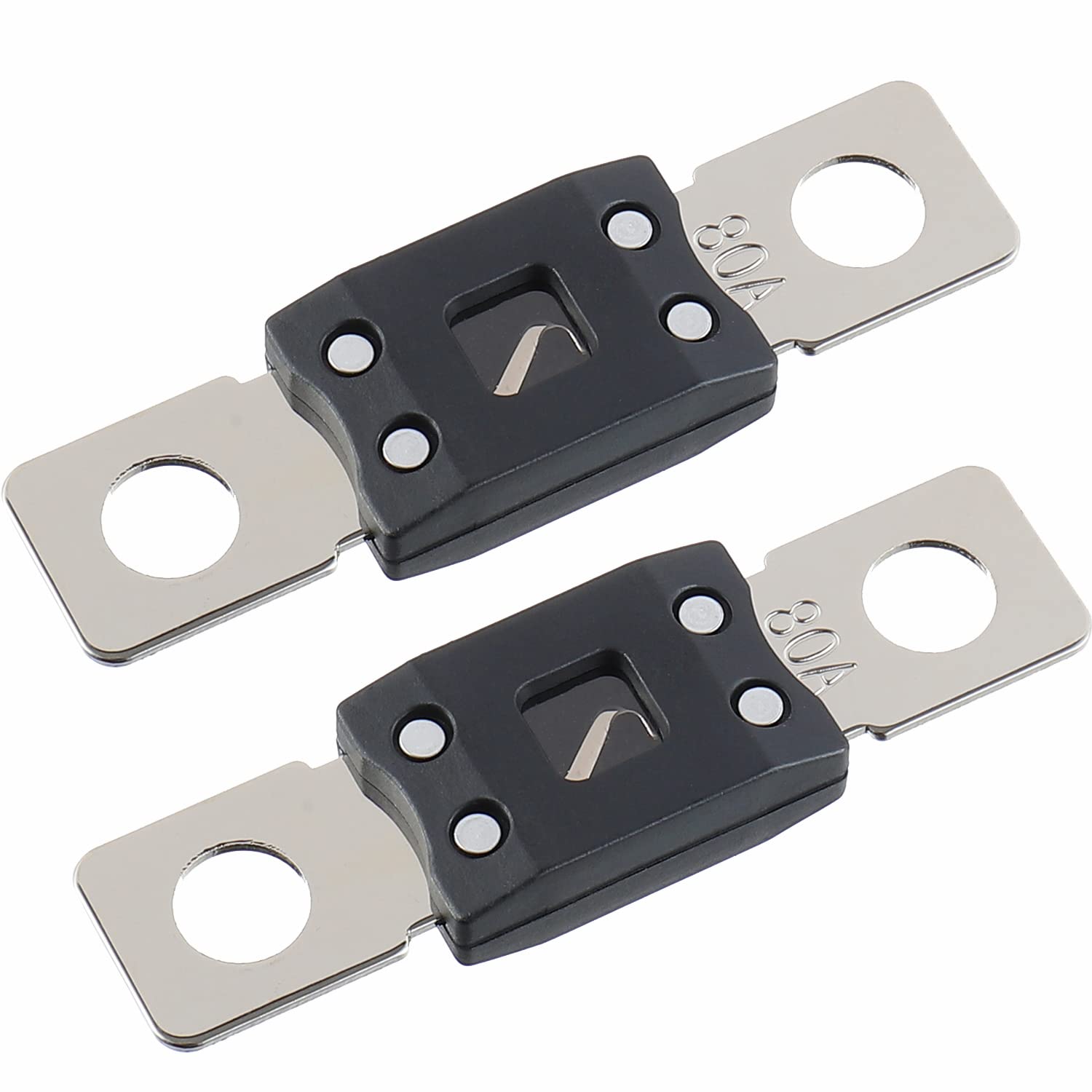 80A MEGA High Current Fuse - 80 Amp Bolt-on Fuse for Cars, Trucks, Construction Vehicles, Buses, Caravans (2 Pcs)