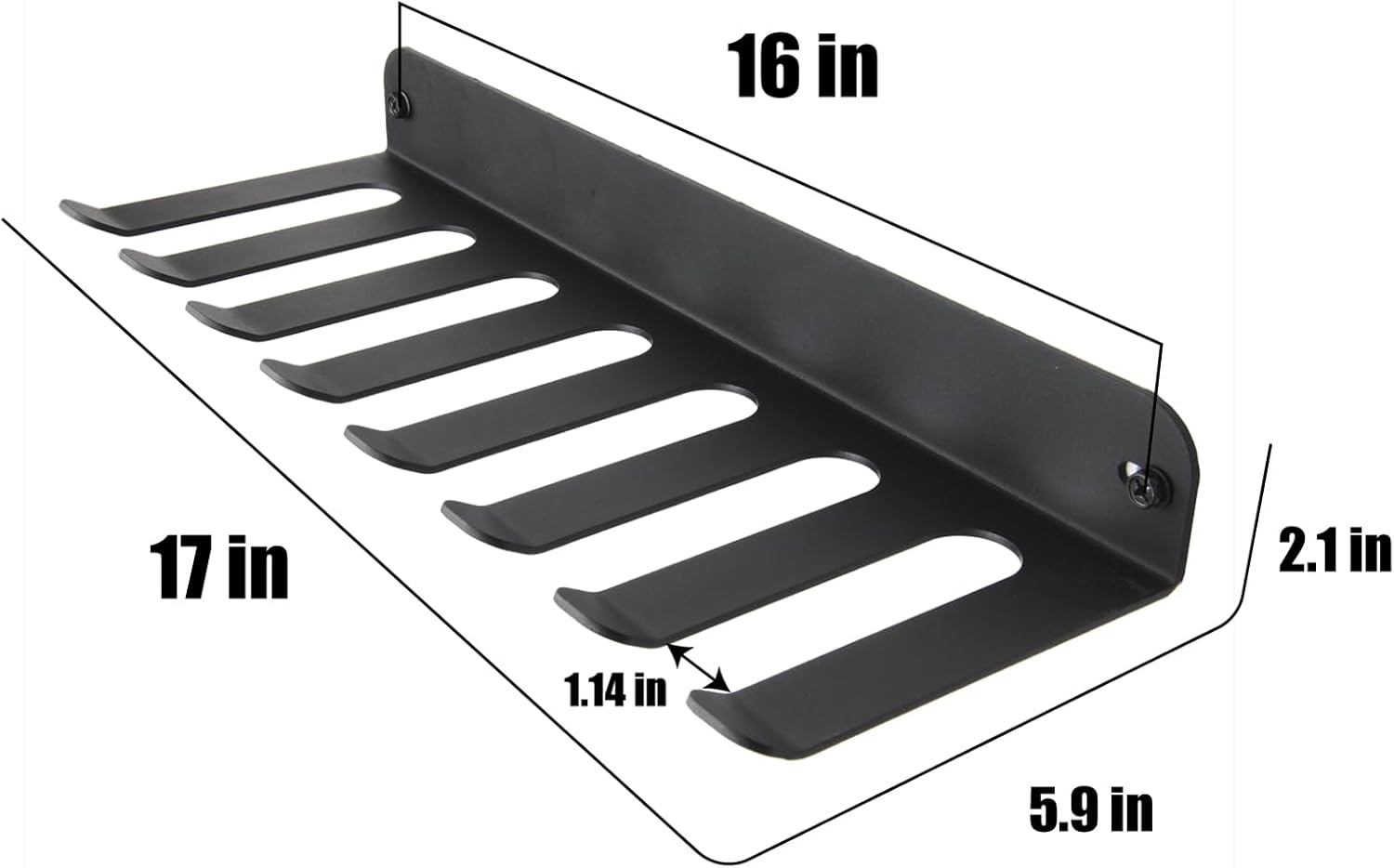 Performance Seven Bars Holder Storage,Custom Powder Coated HEAVY-DUTY STEEL Mount Wall Rack Storage Rack,Weight Room Organizer with 8 Wall Hooks for Exercise Bands Jump Ropes Chains Lifting Belts