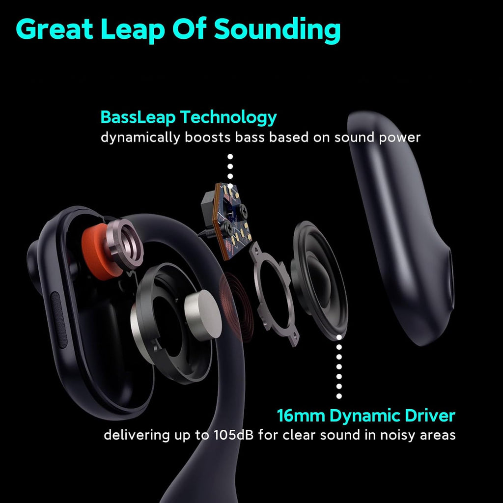 Pilot P200b Pro Wireless Headset with Mic for Work,50dB AI Noise Cancelling Microphone Headphones for Call,Bluetooth 5.3 Open Ear Headphones with Mic for WFH,Mobile Office,Meetings,PC & Phone