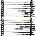 Wall Mounted Fishing Rod Rack Holder Ceiling Storage Hook Hanger Display Metal Horizontal Rack Oranizer Poles Steel Racks Holds up to 16 Rods with Soft Protective Pad for Garage Cabin and Basement