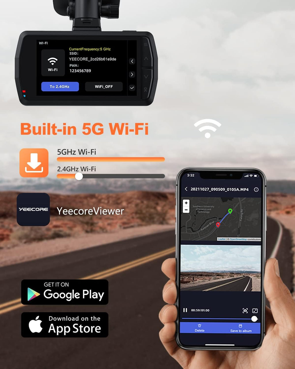 D21 Dash Cam, Real 4K Dash Camera Front 5G WiFi GPS, 3" LCD Super Night Vision Car Camera, 157°Wide Angle Dash Camera for Cars with App, Accident Record, G-Sensor, Parking Mode, 512GB Max