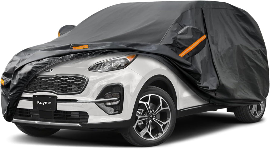 Kayme 7 Layers SUV Car Cover Custom Fit for Kia Sportage (1994-2025) Waterproof All Weather for Automobiles,Outdoor Full Cover Rain Sun UV Protection.Black