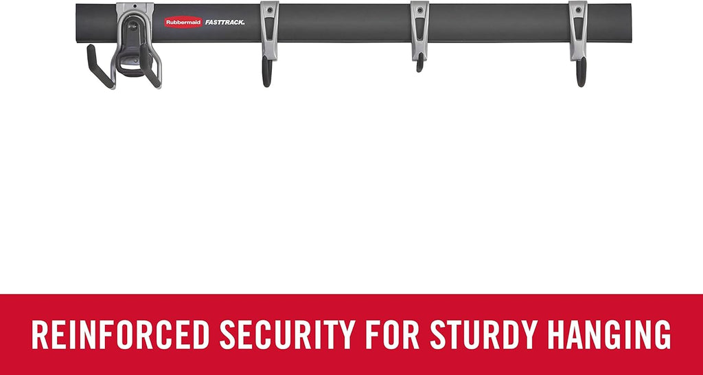 Rubbermaid FastTrack Garage Storage Utility Hooks 5 Piece Black All in One Rail Hook Kit and Tool Organizer Heavy Duty for Home/Garage/Shed/Garden