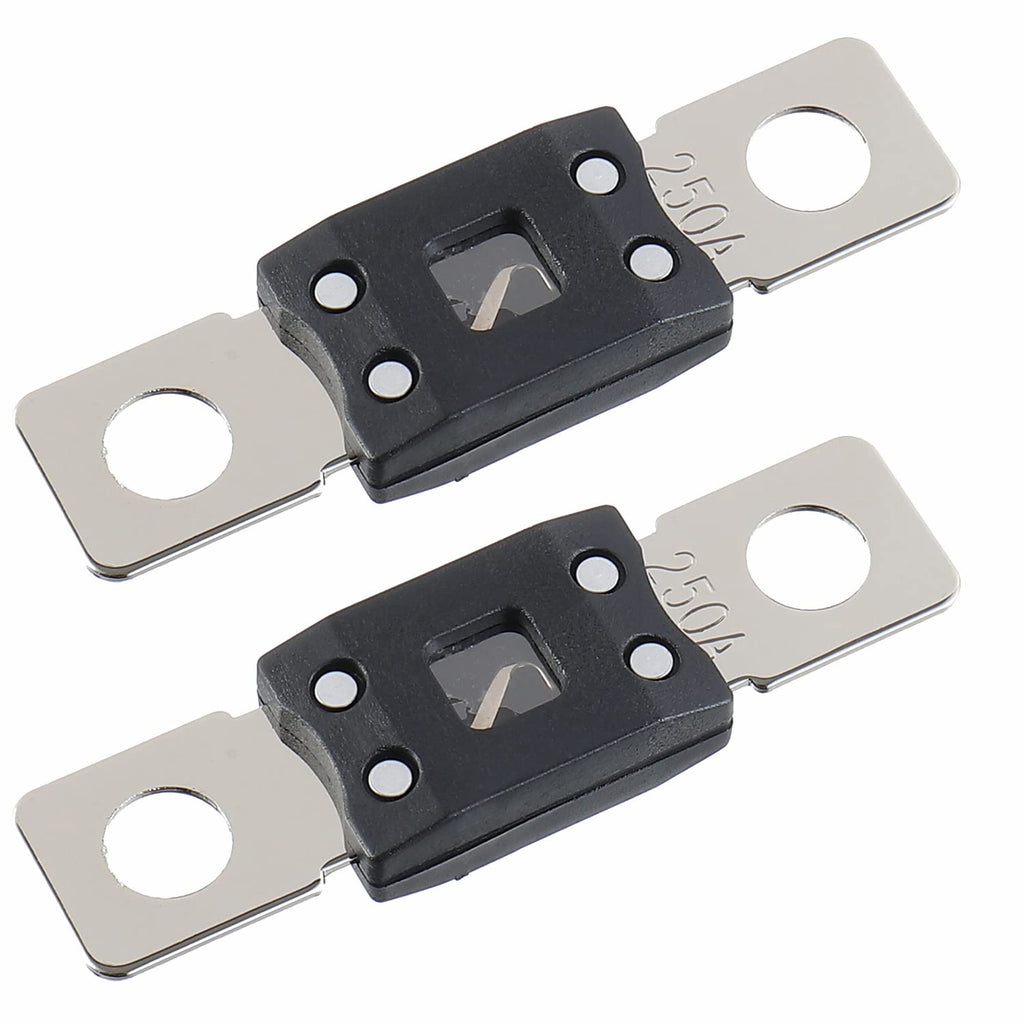 250A MEGA High Current Fuse - 250 Amp Bolt-on Fuse for Cars, Trucks, Construction Vehicles, Buses, Caravans (2 Pcs)