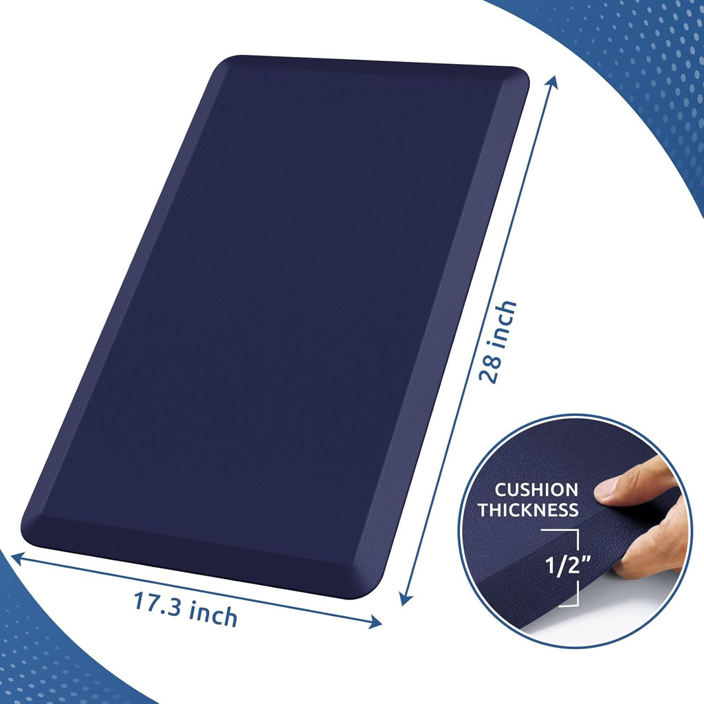 KitchenClouds Kitchen Mat Cushioned Anti Fatigue Rug 17.3"x28" Waterproof Non Slip Standing Desk Mat Comfort Floor Mats for Kitchen House Sink Office (Blue)