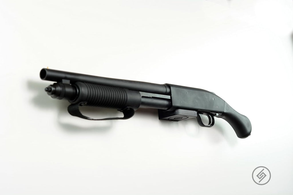 Spartan Mount Compatible with Mossberg 88, 500, 590 Shotgun Display Storage Organization System | Unique Low Profile Design | Gun Safe Wall Room Mounting Solution (20-Gauge, Barrel Points Left)