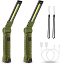 Men Tools for Christmas Birthday Gift 2 Packs LED Rechargeable Work Light Flashlights, 360°Rotate 5 Modes,Gifts for Men Him Dad Handyman for Car Repair, Grill and Outdoor