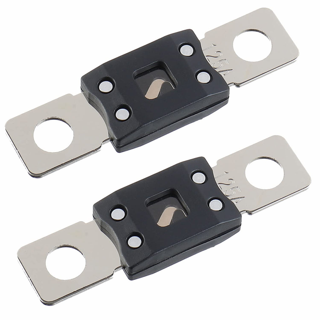 125A MEGA High Current Fuse - 125 Amp Bolt-on Fuse for Cars, Trucks, Construction Vehicles, Buses, Caravans (2 Pcs)