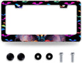 Bat License Plate Frame Funny Gothic License Plate Frames Stainless Steel Accessories Cars Decor with 2 Holes and Screws Reusable Fits Standard Us Ca Vehicles License Plate Holder 12.2 X 6 Inch