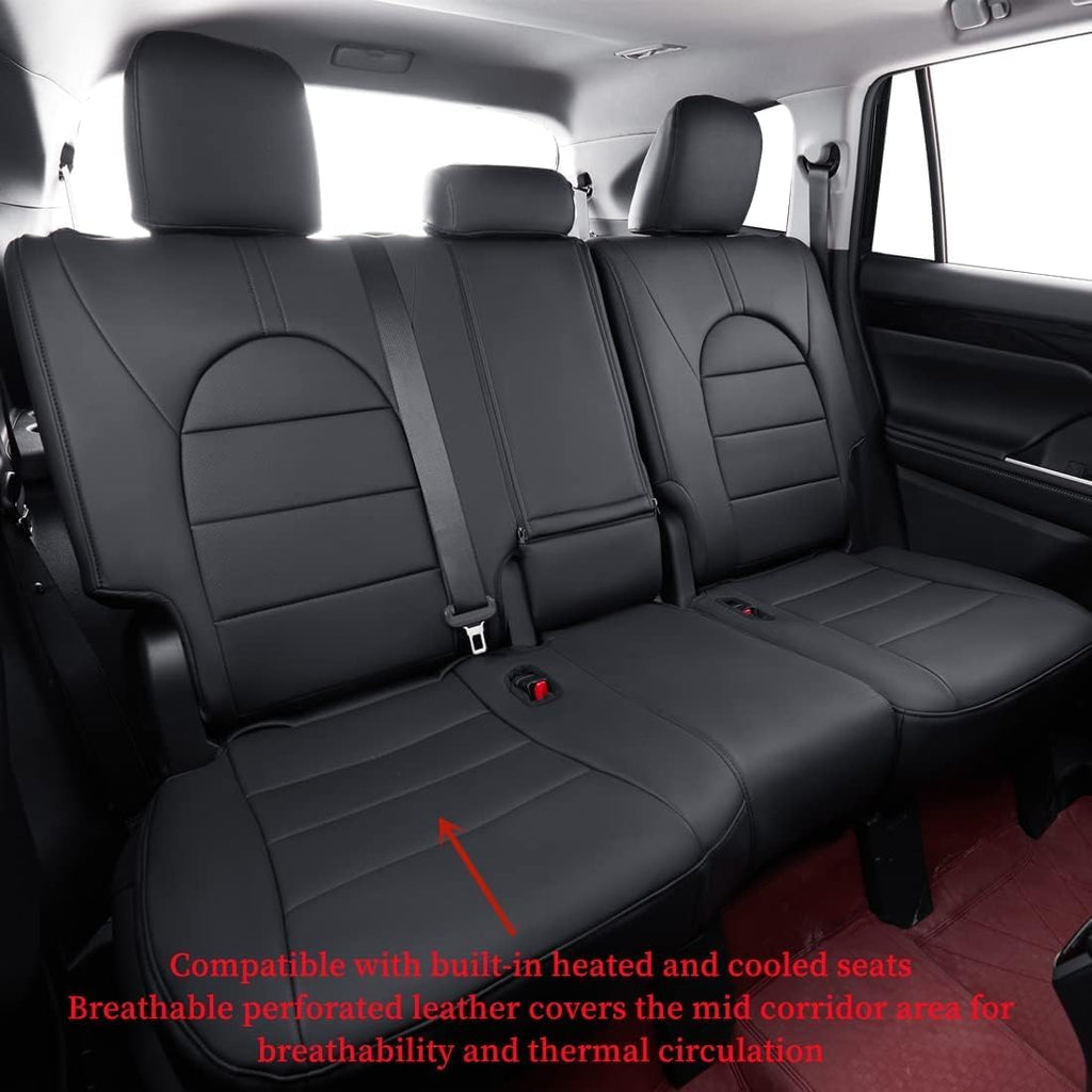 coverdream Custom Fit Camry Car Seat Covers for 2025 Toyota Camry XLE,XSE,Full Coverage Waterproof Leather Seat Protector(Full Set,Black)