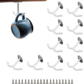10 Pcs Zinc Alloy Ceiling Double Hook Cabinet Wardrobe Coat Towel Hat Hook Hooks Under Cabinet Shelf (White)