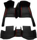 Add Personal Touch to Your Vehicle with IMEISH Customizable Logo Text Car Mats for 99% of vehiclesPads Protection Non-Slip Leather Floor Liners (Black red Stripe)