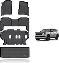 KELCSEECS® Floor Mats & Cargo Liner Custom for 2019-2024 Nissan Armada/Infiniti QX80 8 Seats(Bench Seat) Waterproof All Weather Mats Guard Automotive Liners Full Set Accessories Black