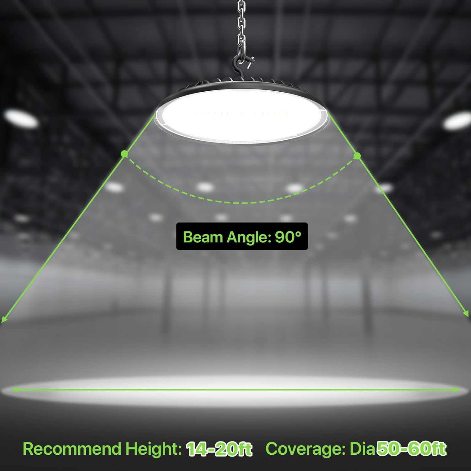 High Bay LED Shop Lights 200W - 28000LM 5000K IP65 Waterproof High Bay Lights with US Plug, Hanging Hook, 4 Pack Commercial Bay Lighting for Barn, Warehouse ETL Listed