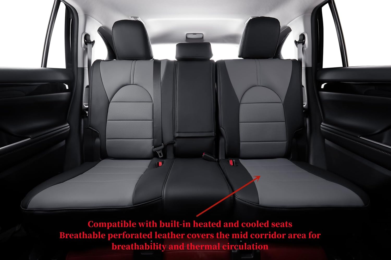coverdream Camry Seat Covers Custom Fit for 2018-2024 Toyota Camry L LE SE SE Nightshade,Full Coverage Waterproof Leatherette Car Seat Protector (Full Set,Black/Gray)