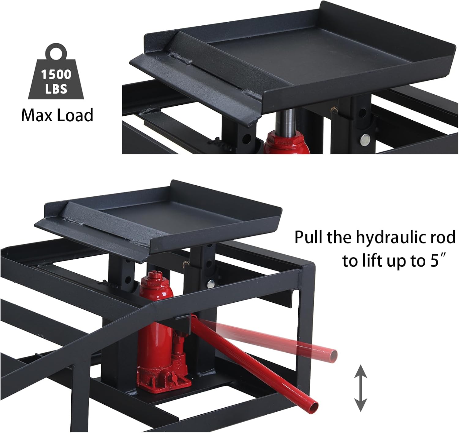 Hydraulic Car Ramps 11000lbs Low Profile Car Lift Service Ramps Truck Trailer Garage,Height Vehicle 2-PCS Black