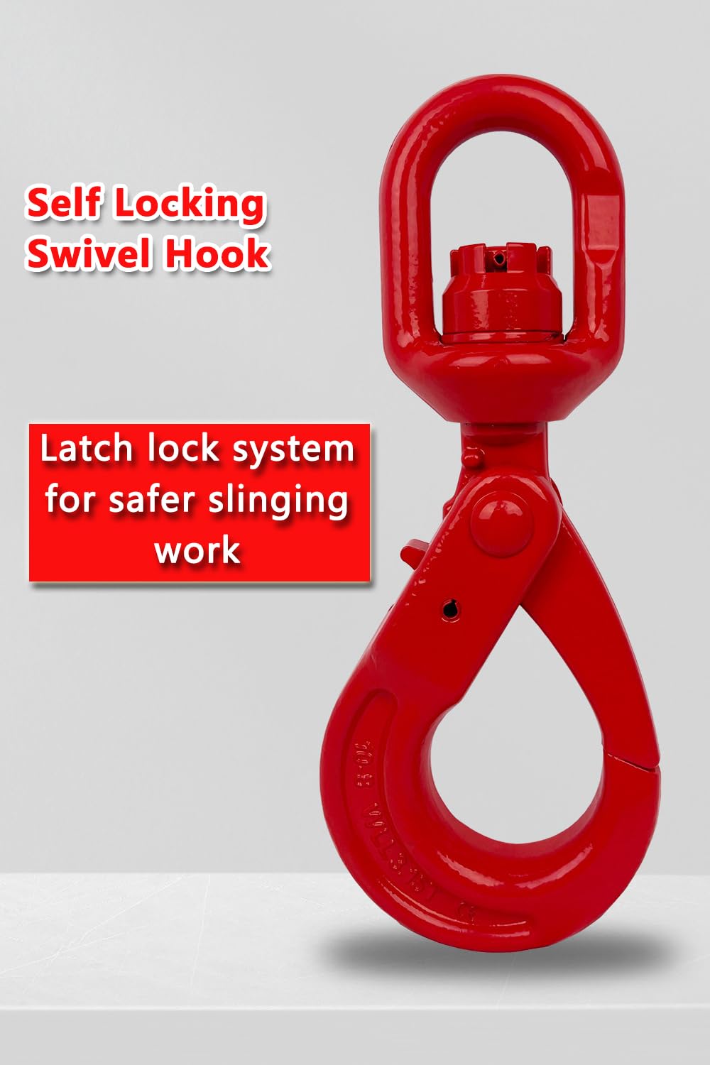Swivel Self-Locking Hook 17636 lbs Heavy Duty Swivel Lifting Hook Swivel Lifting Hook Hoist Hook Sling Heavy Cargo 【8.0ton】