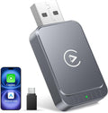 AuroraLink Wireless Carplay Adapter for Apple iPhone & Android Auto 2-in-1 Fast & Stable Carplay Wireless Adapter Convert Wired to Wireless Car Play Dongle for iOS 10+/Android 11+ (Grey)