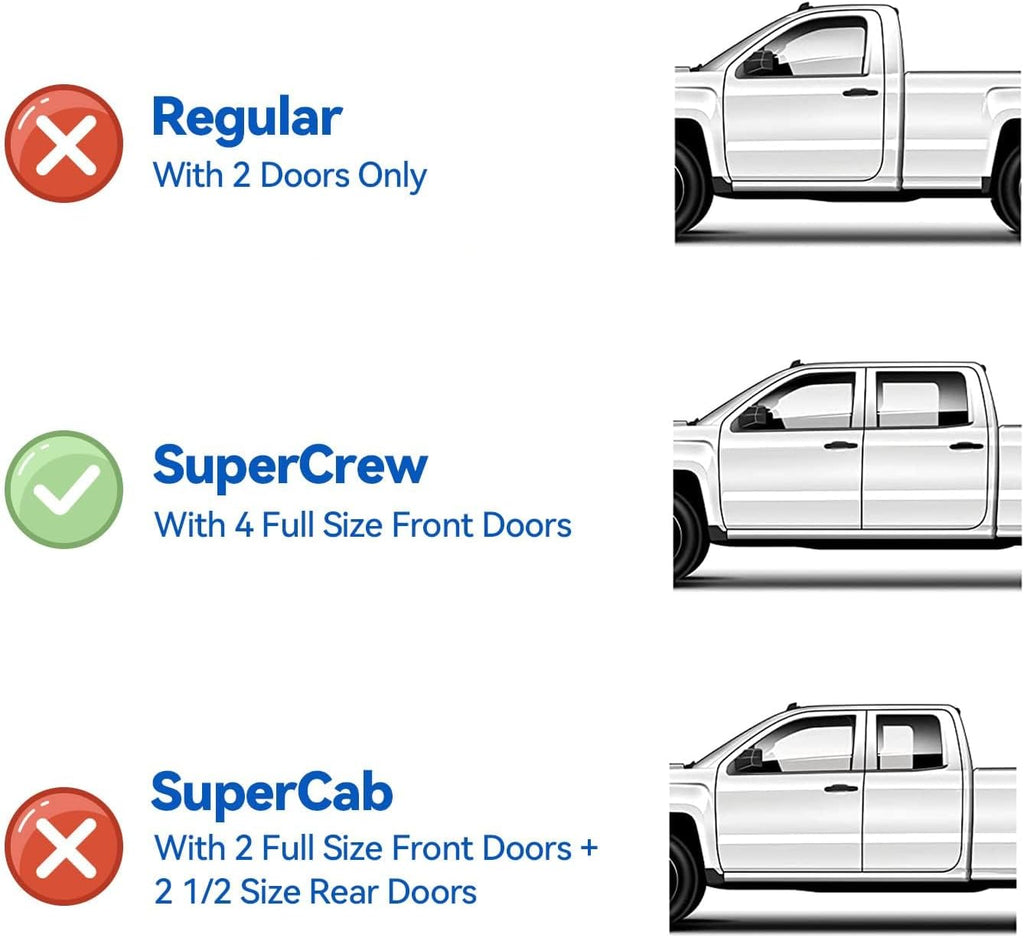 Window Visors Rain Guards for 1999-2016 Ford F250 F350 F450 F550 Super Duty, Out-Channel Window Vent Wind Deflectors Visors Shades for 99-16 F-250 F-350 F-450 F-550 SuperCrew Cab