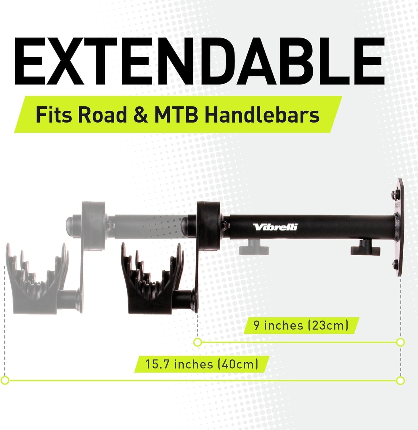Vibrelli Bike Wall Mount - Horizontal Storage Rack for Hanging Bicycles in Home or Garage - Adjustable Bike Hanger, Holder - Wall Bike Rack Hooks for Bicycles - Mountain, Road, Hybrid