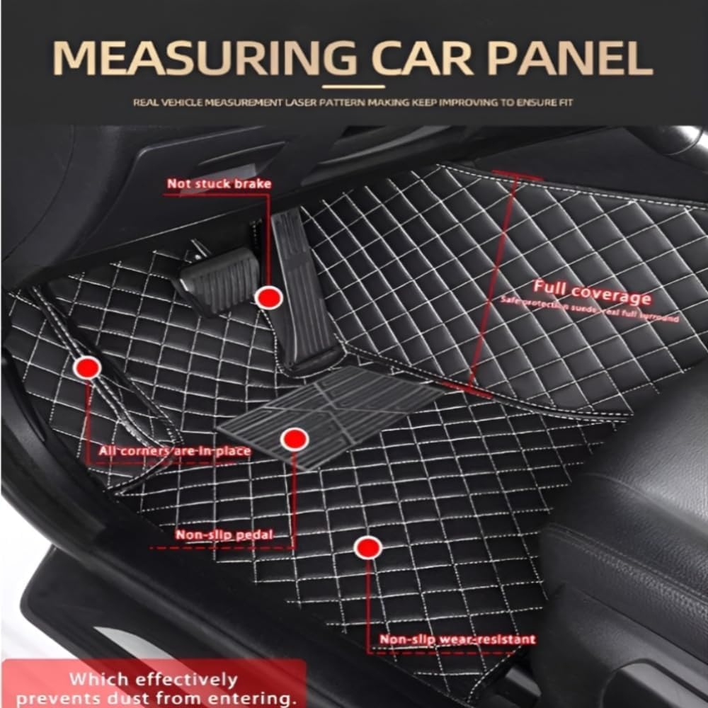 Add Personal Touch to Your Vehicle with IMEISH Customizable Logo Text Car Mats for 99% of vehiclesPads Protection Non-Slip Leather Floor Liners (Light Brown and Black Beige)